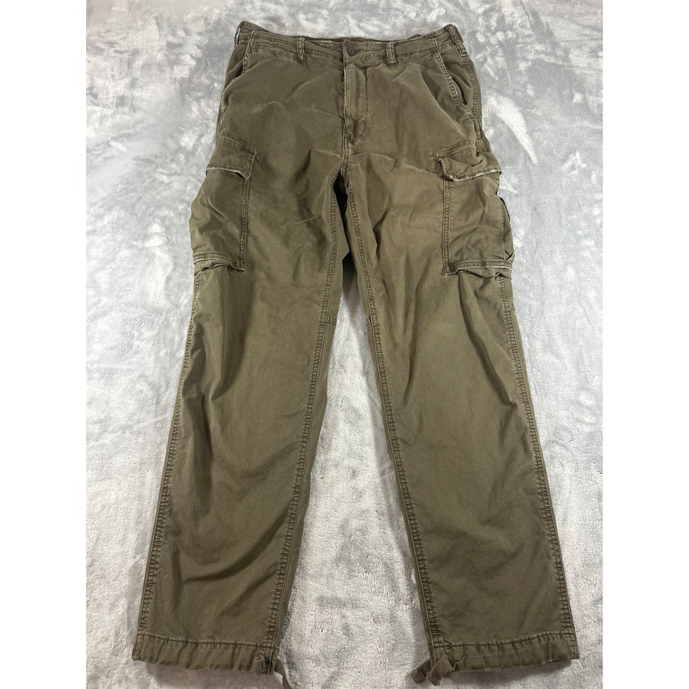 American Eagle Flex Cargo Pants Mens 30x32 Olive Green Straight Leg Distressed